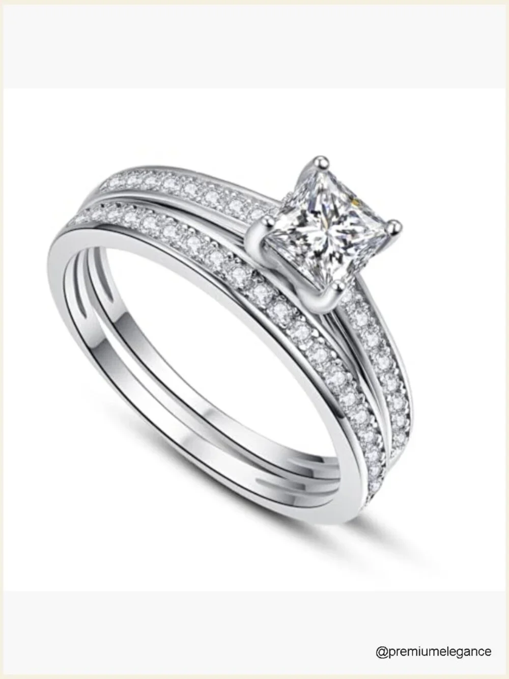 Princess Cut Cubic Zirconia Sterling Silver Bridal Set